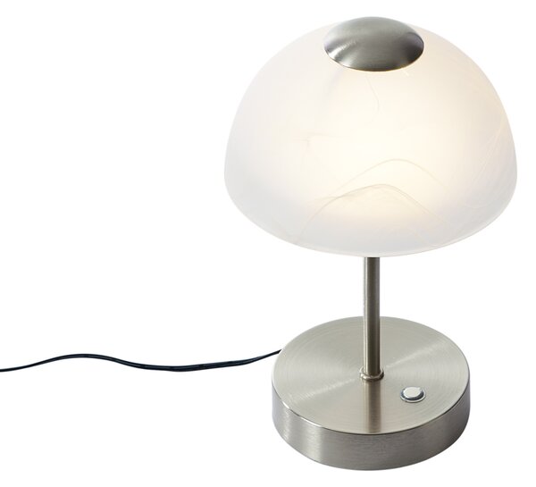 Lampă de masă de design din oțel cu sticlă opal incl. LED cu dimmer - Joya