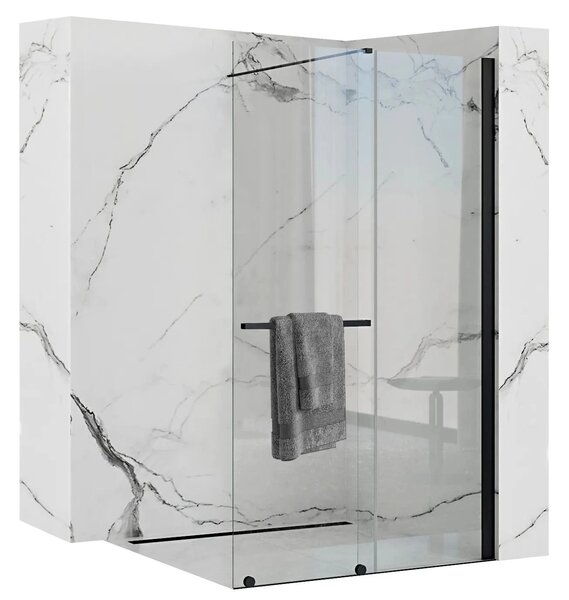 Rea Cortis, paravan de duș glisant 100x195cm, sticlă transparentă de 6 mm, profil negru, REA-K7740