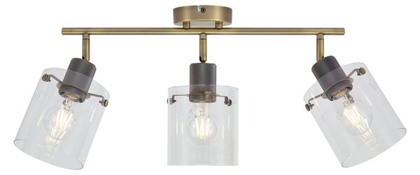Spot de tavan de design bronz cu sticlă transparentă cu 3 lumini - Domo