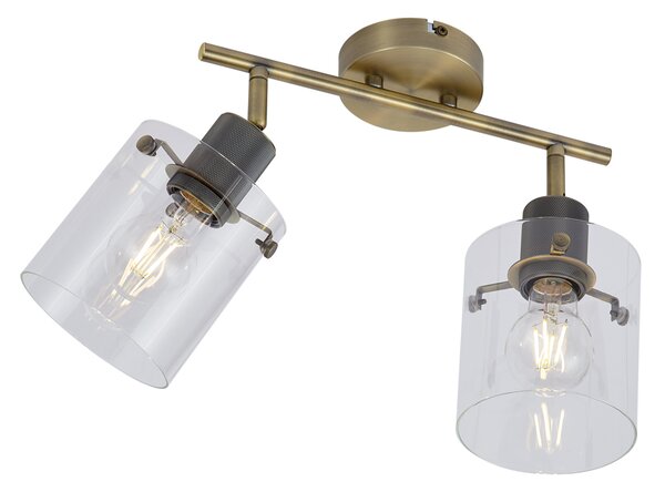 Spot de tavan de design bronz cu sticlă transparentă 2 lumini - Domo