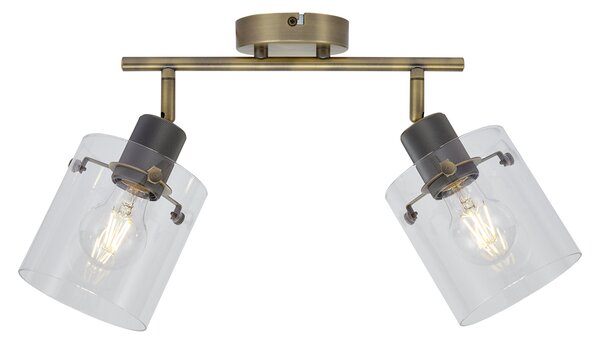Spot de tavan de design bronz cu sticlă transparentă 2 lumini - Domo
