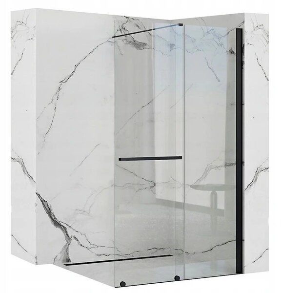 Rea Cortis, paravan de duș glisant 100x195cm, sticlă transparentă de 6 mm, profil negru, REA-K7740