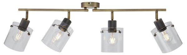 Spot de tavan de design bronz cu sticlă transparentă 4 lumini - Domo