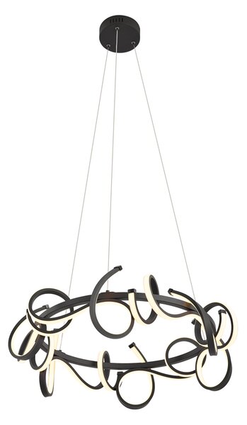 Lampă suspendată de design neagră rotundă cu dimmer în 3 trepte - Krisscross