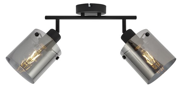 Spot de tavan negru de design cu sticlă fumurie cu 2 lumini - Domo