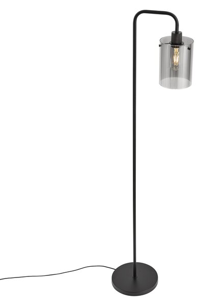 Lampă de podea de design neagră cu sticlă fumurie - Domo