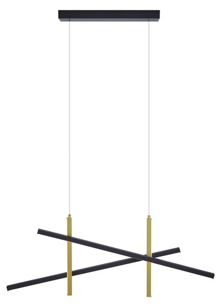 Lampă suspendată de design X neagră cu auriu, incl. LED cu 3 trepte de intensitate luminoasă - Joy