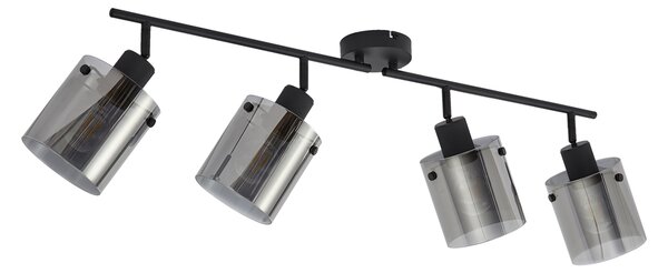 Spot de tavan negru de design cu sticlă fumurie cu 4 lumini - Domo