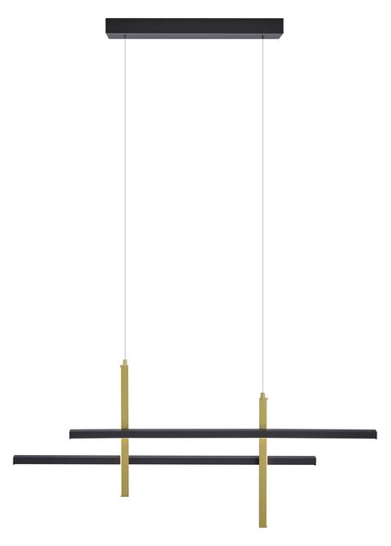 Lampă suspendată de design H neagră cu auriu, incl. LED cu 3 trepte de intensitate luminoasă - Joy