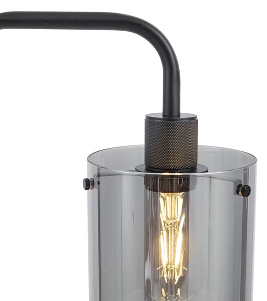 Lampă de podea de design neagră cu sticlă fumurie - Domo