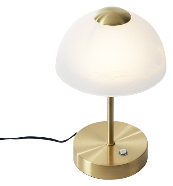 Lampă de masă de design aurie cu sticlă opal, incl. LED cu dimmer - Joya