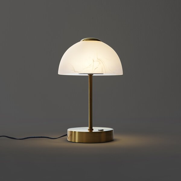 Lampă de masă de design aurie cu sticlă opal, incl. LED cu dimmer - Joya