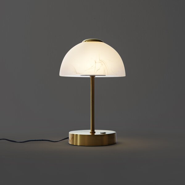 Lampă de masă de design aurie cu sticlă opal, incl. LED cu dimmer - Joya