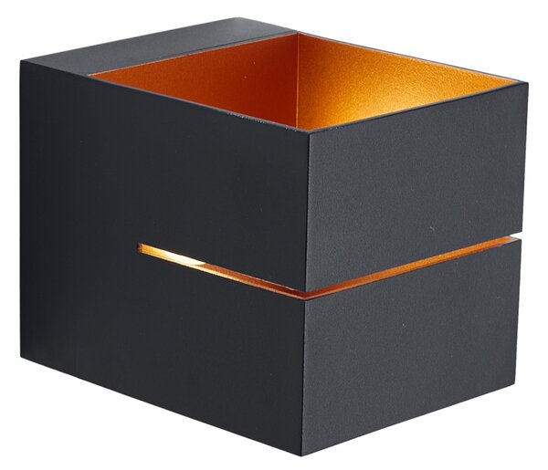 Lampă de perete modernă neagră cu interior auriu, inclusiv LED și dimmer tactil reîncărcabil - Joris Groove