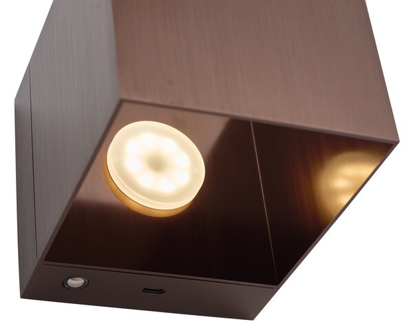 Lampă de perete modernă bronz închis, incl. LED și dimmer tactil reîncărcabil - Joris