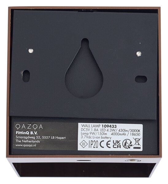 Lampă de perete modernă bronz închis, incl. LED și dimmer tactil reîncărcabil - Joris
