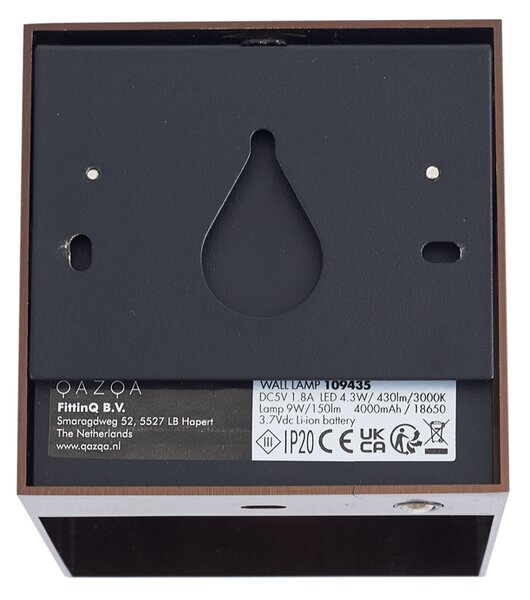 Lampă de perete modernă bronz închis incl. LED și dimmer tactil reîncărcabilă - Joris Groove