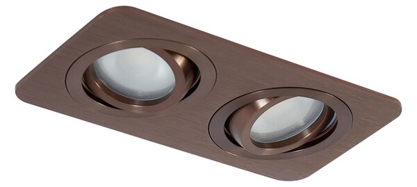 Spot încastrat rotunjit bronz închis GU10 50mm rotativ și înclinabil IP44 2 lumini - Alberto