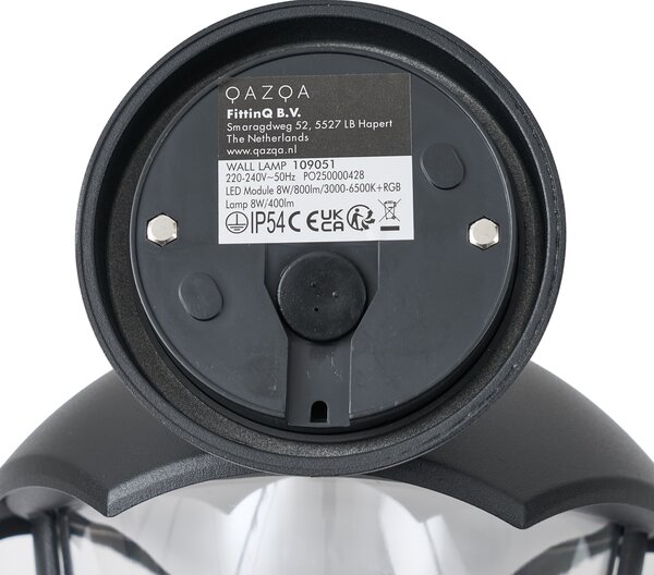 Lampă de perete inteligentă de exterior neagră cu sticlă transparentă, incluzând LED IP54 - Classica