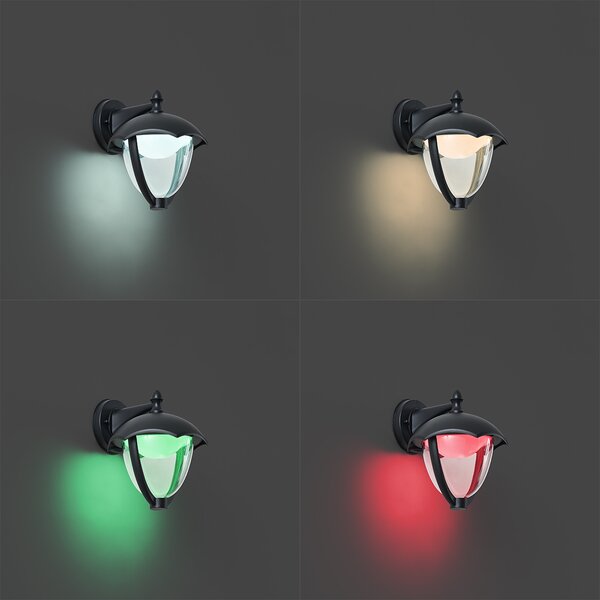 Lampă de perete inteligentă de exterior neagră cu sticlă transparentă, incluzând LED IP54 - Classica