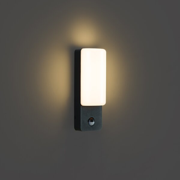 Lampă de perete de exterior neagră cu senzor de mișcare, inclusiv LED - Shift