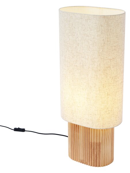 Lampă de podea Japandi din lemn cu abajur din in 70cm - Lamel