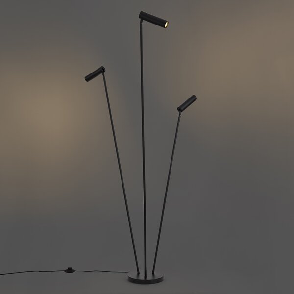 Lampă de podea modernă neagră cu 3 lumini GU10 35mm - Thomas