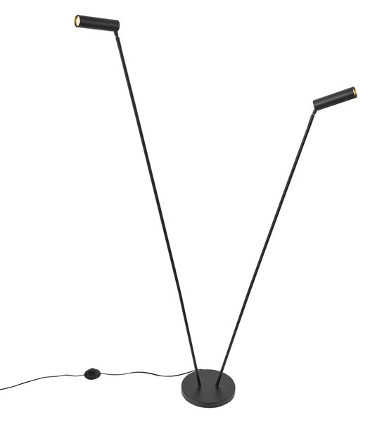 Lampă de podea modernă neagră cu 2 lumini GU10 35mm - Thomas