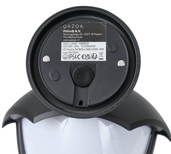 Lampa de perete inteligentă de exterior neagră cu sticlă opal incl. LED IP54 - Classica