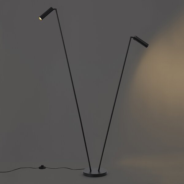 Lampă de podea modernă neagră cu 2 lumini GU10 35mm - Thomas