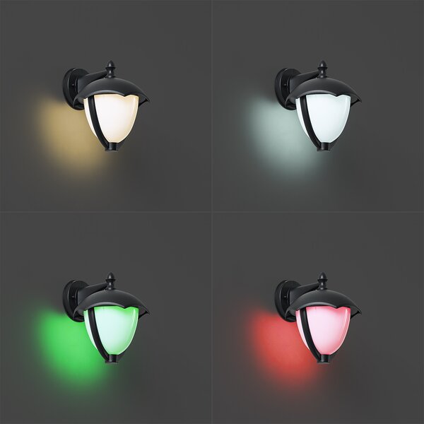 Lampa de perete inteligentă de exterior neagră cu sticlă opal incl. LED IP54 - Classica