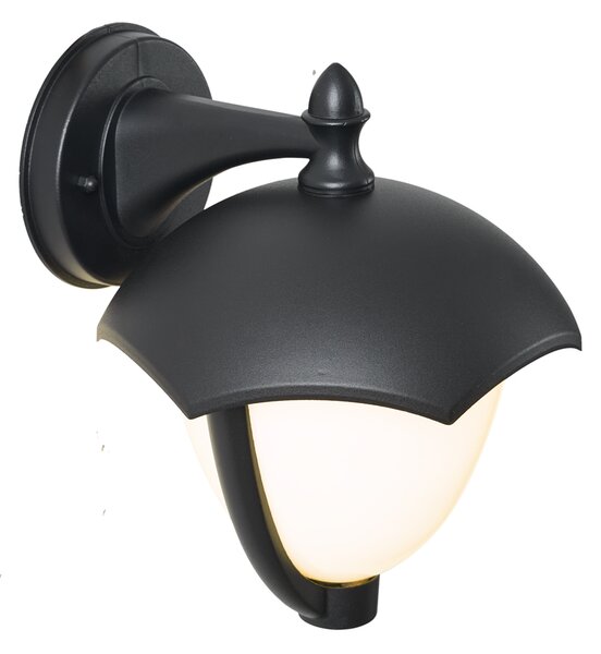 Lampa de perete inteligentă de exterior neagră cu sticlă opal incl. LED IP54 - Classica