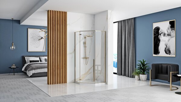 Rea Diamond Black, cabină de duș pentagonală 90 x 90 cm, sticlă transparentă de 6 mm, negru mat, REA-K5622