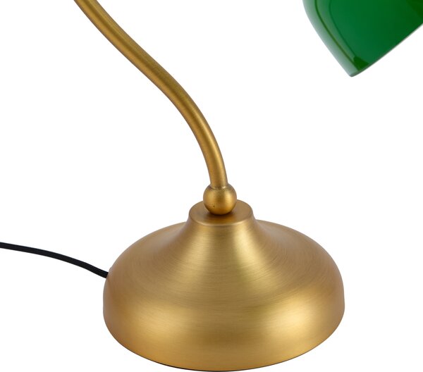 Lampă de masă clasică bronz cu sticlă opal verde - Clerk