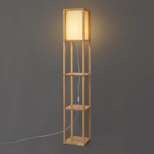 Lampă de podea modernă din lemn cu abajur bej - Stojan