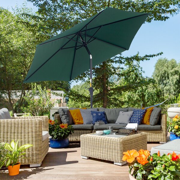 Outsunny Umbrelă Reclinabilă pentru Plajă și Grădină, Aluminiu și Poliester, Φ2.6×2.35m, Verde Închis | Aosom Romania