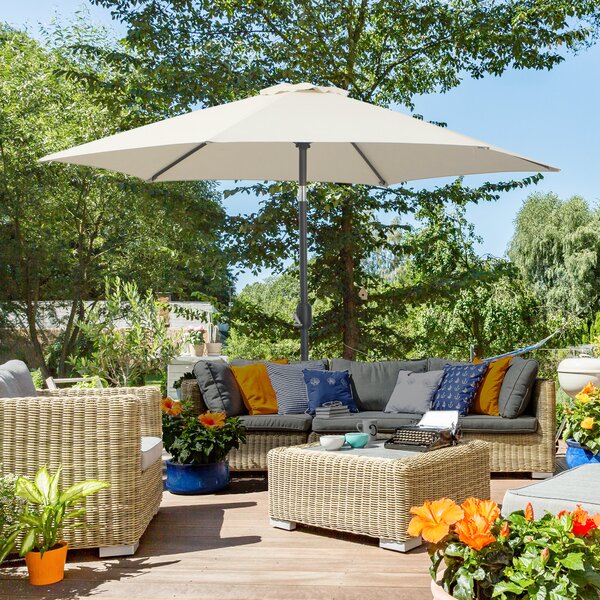 Outsunny Umbrelă de Grădină și Plajă Inclinabilă din Aluminiu și Poliester Alb Φ2.6×2.35m | Aosom Romania