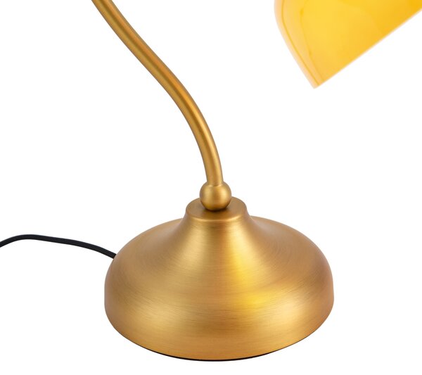 Lampă de masă clasică bronz cu sticlă opal portocalie - Clerk