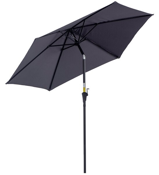 Outsunny Umbrelă de Grădină cu Manivelă, Structură din Aluminiu, Poliester Rezistent la UV, Φ2.6x2.35m, Gri și Negru | Aosom Romania