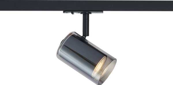Spot modern negru cu sticlă fumurie pentru sistem de șină monofazat - Iconic Lloyd