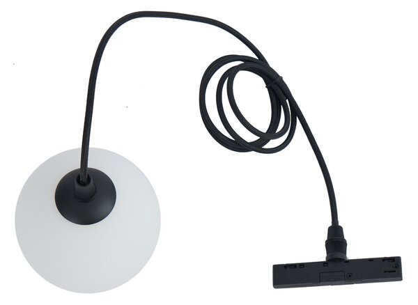 Lampă suspendată modernă neagră cu sticlă albă pentru sistem de șină monofazat - Slimline Eira
