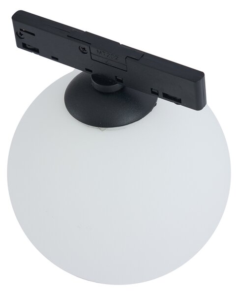 Plafonieră modernă neagră cu sticlă albă pentru sistem de șină monofazat - Slimline Eira
