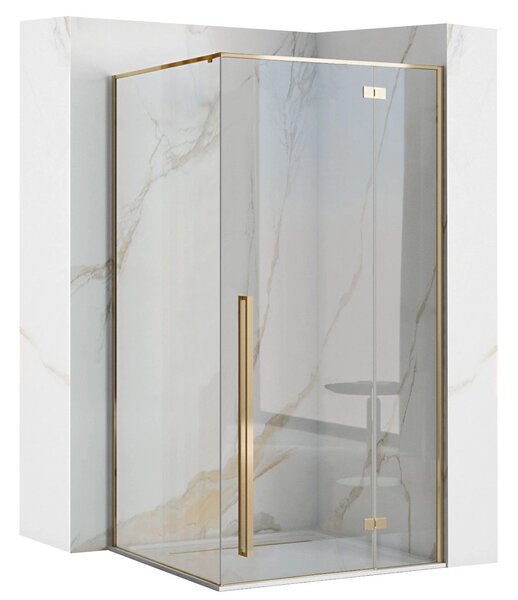 Rea Fargo Gold, cabină de duș cu ușă cu un canat 100 (uşă) x 80 (perete) x 195 cm, sticlă transparentă de 6 mm, profil auriu, REA-K4907