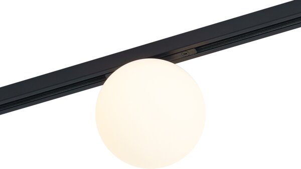 Plafonieră modernă neagră cu sticlă albă pentru sistem de șină monofazat - Slimline Eira