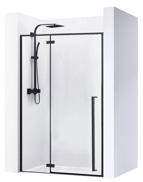 Rea Fargo Black, usa de dus cu 1 canat 110 x 195 cm, sticla transparenta de 6 mm, profil negru, REA-K6325
