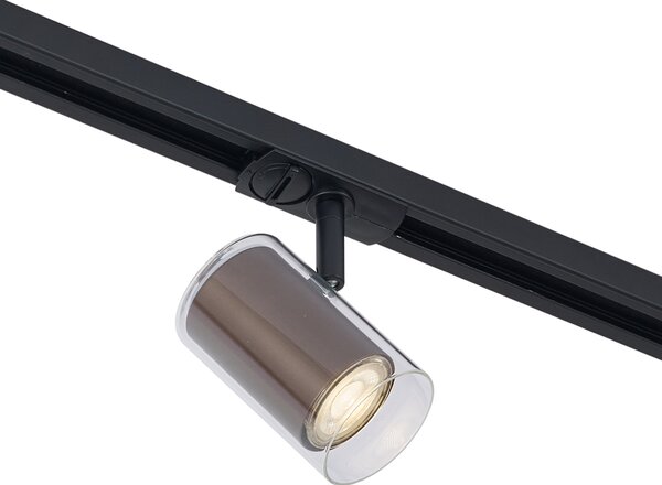 Spot modern bronz închis cu sticlă transparentă pentru sistem de șină monofazat - Iconic Lloyd