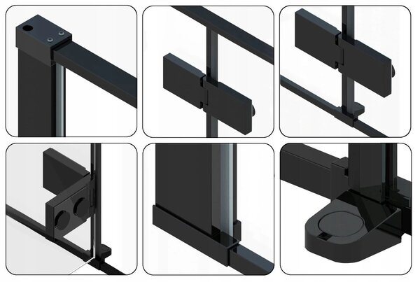 Rea Fargo Black, usa de dus cu 1 canat 110 x 195 cm, sticla transparenta de 6 mm, profil negru, REA-K6325