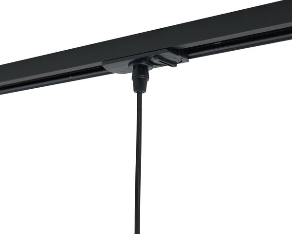 Lampă suspendată modernă neagră cu sticlă albă pentru sistem de șină monofazat - Iconic Perle