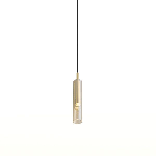 Spot modern auriu cu sticlă ambră pentru sistem de șină monofazat - Slimline Loyce
