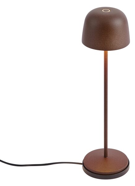 Lampă de masă maro rugină, cu LED reîncărcabil, cu stație de încărcare IP65 - Raika